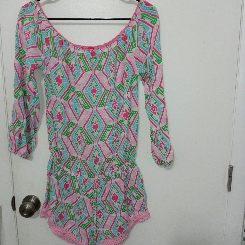 MacBeth Collection Lightweight Long sleeve Barbiecore boho Pink Romper